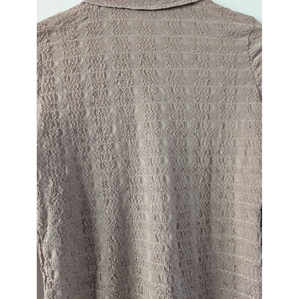 Joie Womens XS Taupe Smocked Crinkle Textured Button Down Shirt Fairy Goblincore - Picture 10 of 10
